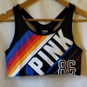 PINK Victoria's Secret Black and Multicolor Sports Bra